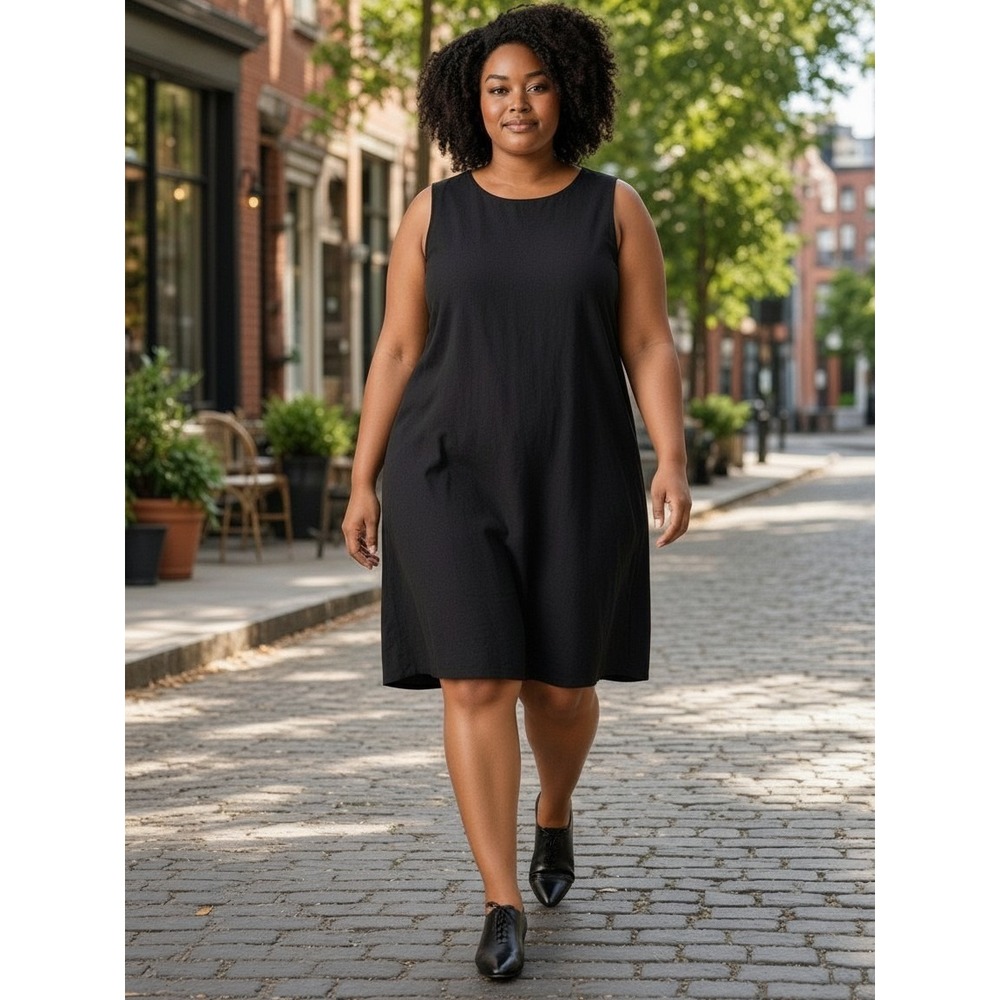 Danillo Woman Shift Dress Womens 18W Black Sleeveless Round Neck LBD Classic